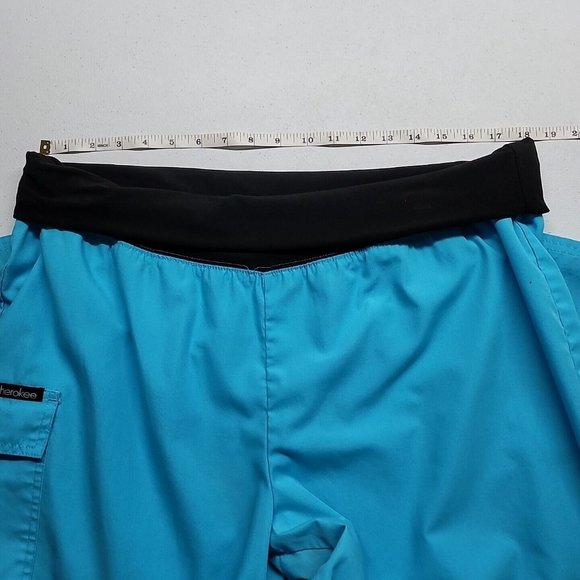 CHEROKEE Women’s Scrub Pants Plus Size 1XL Style 2074 Teal Stretch Waist - Picture 7 of 16